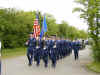 MSgt Matthew Becker (RAF Mildenhall RED AGE Team Chief) marching a joint RAF Mildenhall/RAF Lakenheath USAF formation during the Leiston Field, England 60th Anniversary Memorial Day Celebration Parade.  The parade honored the 357th FG which flew P-51 Mustangs from Leiston, England during WWII.